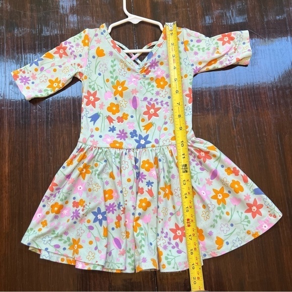 Dot Dot Smile Short Sleeve Kids Dress Mint Green With Flowers Size 2T - Picture 7 of 11